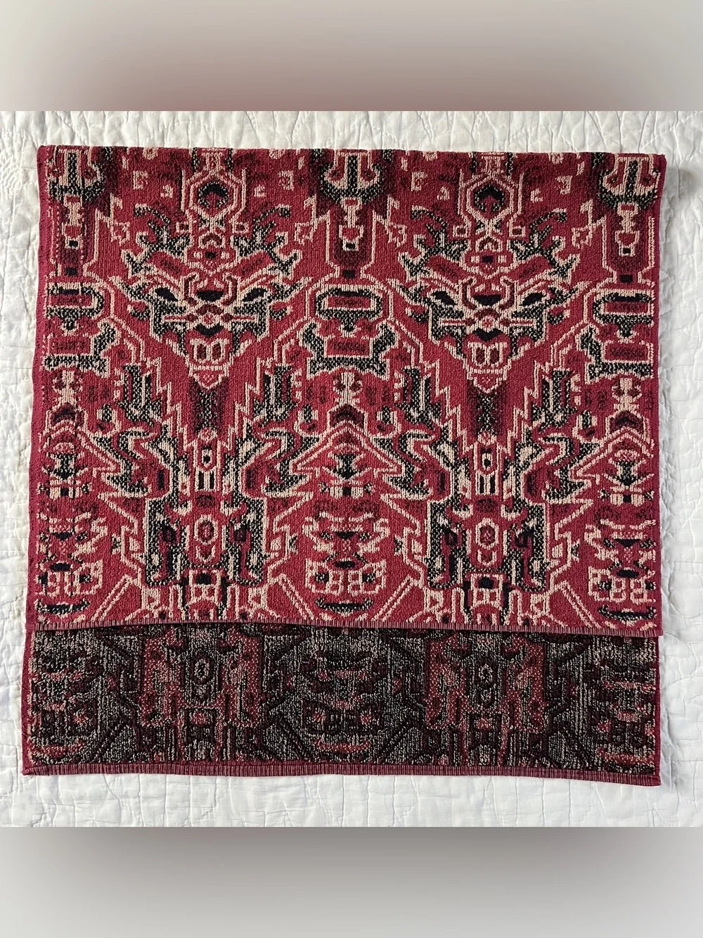 x2 Vintage Ralph Lauren Bath Towels Aztec Southwestern Tribal Print Navy Red